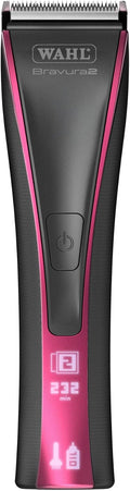 Rose colored cordless pet clipper with LED screen