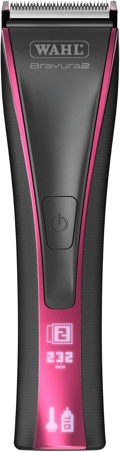 Rose colored cordless pet clipper with LED screen