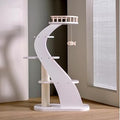 SHENGOCASE Modern 52.4 Inch Wooden Cat Tree Tower with 5-Level Big Perch Platform Bed for Large Cats and Maine Coons