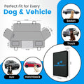 Black hard bottom dog backseat extender creating a flat platform in a car back seat