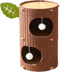 Cat House Made of Board and Soft Felt, Cylinder Shape, Red, 2 Tier