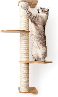 Catastrophic Creations 2-Tier Bamboo and Sisal Cat Wall Scratcher with Cat Shelves, Modern Cat Furniture