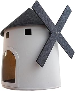 Windmill-Shaped Warm Enclosed Pet House for Cats and Dogs