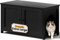 Black farmhouse TV stand litter box enclosure with two compartments – view 20
