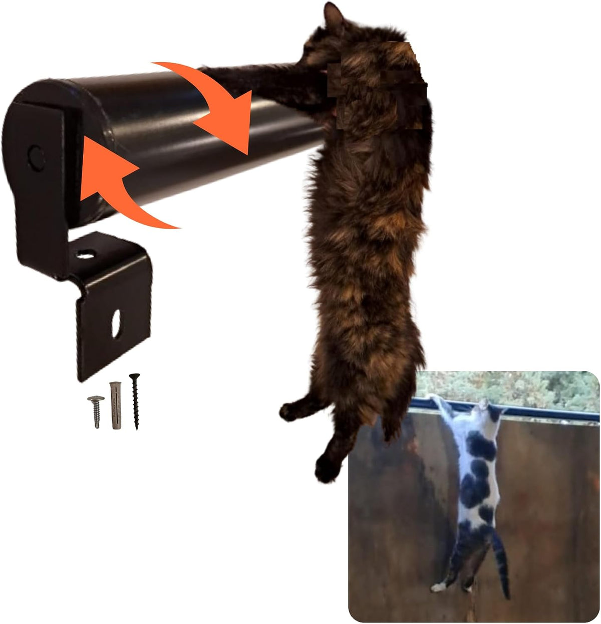 Outdoor cat fence barrier roll mounted along the top of a garden fence