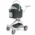 Green 3-in-1 pet stroller with detachable carrier and aluminum frame