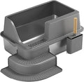 Extra Large Stainless Steel Cat Litter Box, High-Sided, Anti-Splash, Dark Gray