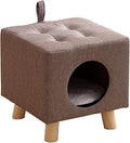 Cat Bed Stool with Solid Wood Legs and Footrest for Cats and Kittens