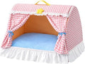 Indoor Pink Gingham Cat House Tent with Cushion, Size L 54 x 43 x 40 cm