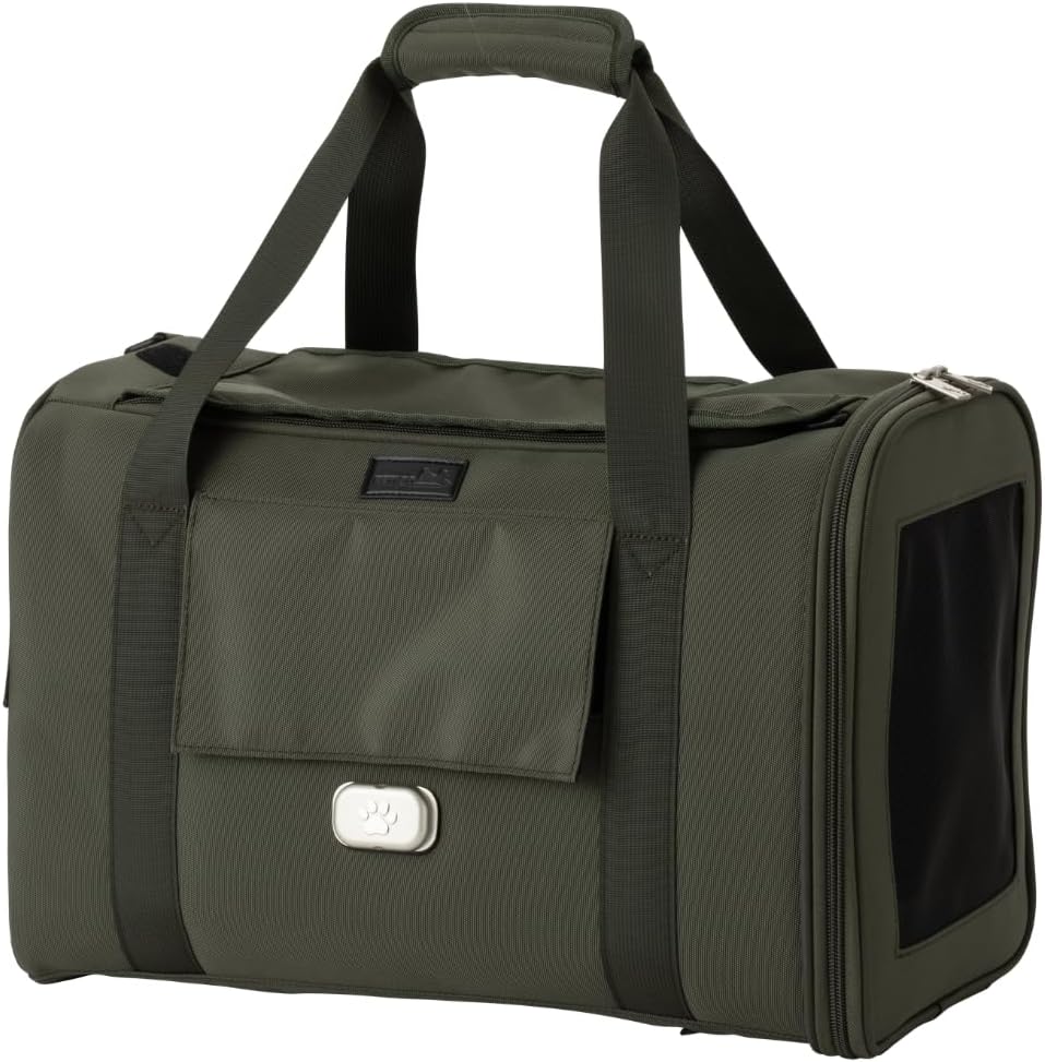 Beige soft-sided under-seat pet carrier with mesh ventilation – view 6