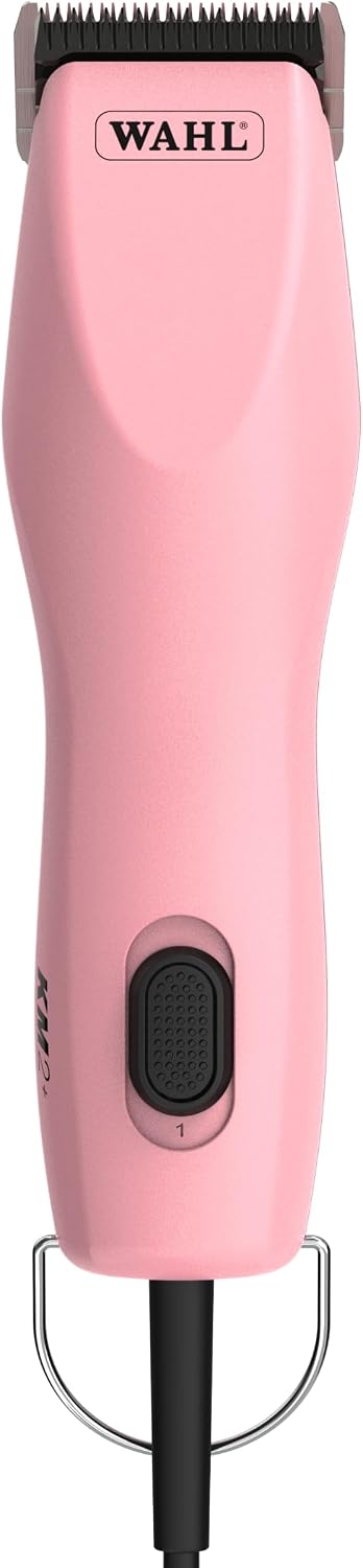 Pink corded pet grooming clipper with rotary motor