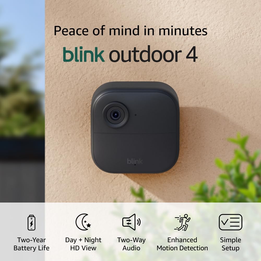 Black battery video doorbell with three wireless outdoor security cameras – view 3