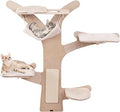PETSITE Wall Mounted Cat Tree, 5-Level Cat Wall Shelves with Hammock, 4 Platforms and Sisal Scratching Board