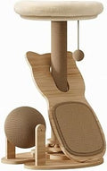 Modern Cat Activity Center with Interactive Rotary Toy Base and Scratching Posts, Multi-Functional