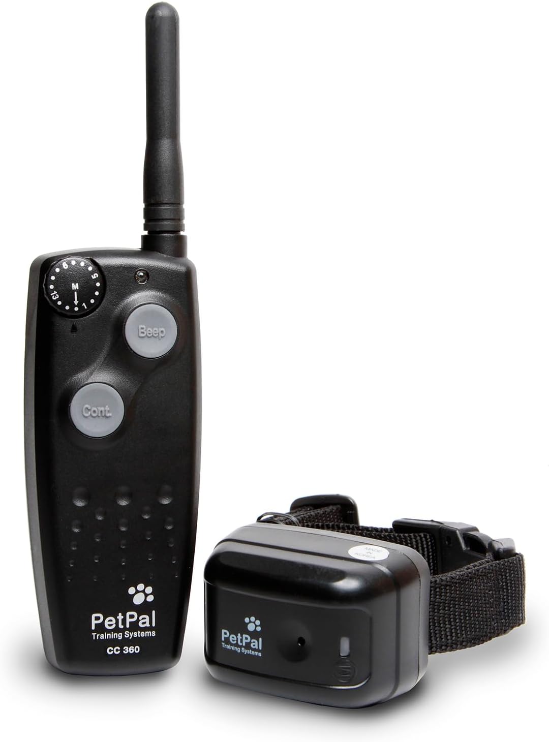 Remote dog training e-collar receiver with handheld transmitter, 360-yard range