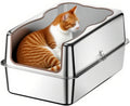 Extra large stainless steel cat litter box with lid and high sides