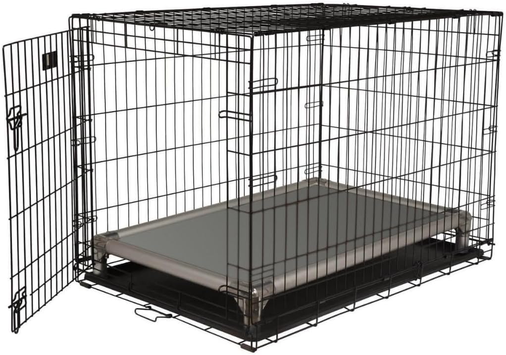 Silver aluminum raised crate bed with smoke grey nylon surface