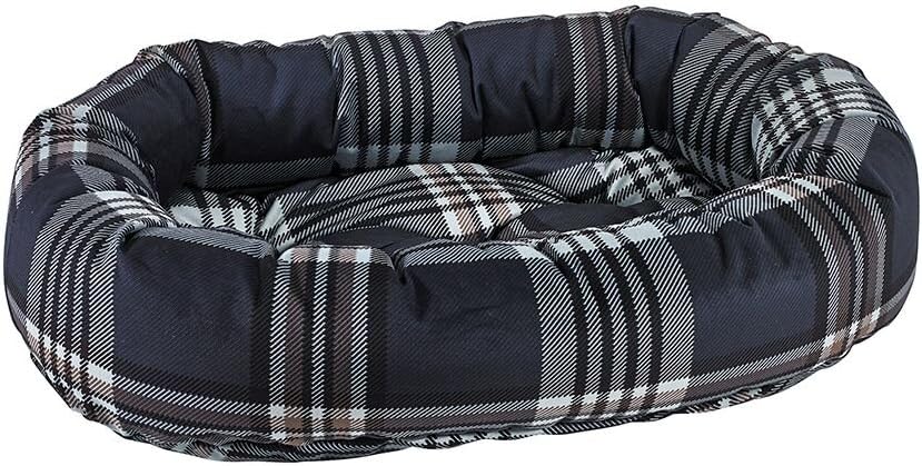 Greystone tartan oval donut dog bed with tufted cushion, medium