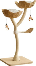 Natural 51 inch modern cat tree with handwoven baskets