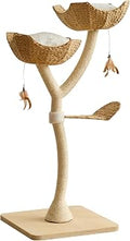 51 Inch Tall Modern Cat Tree Tower with Handwoven Baskets and Scratching Post for Multiple Cats, Natural