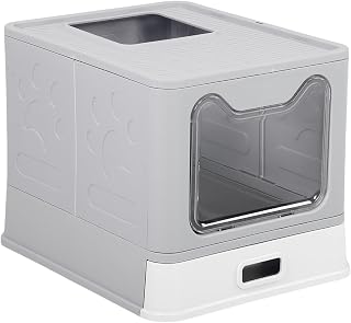 Foldable Stainless Steel Cat Litter Box, Gray