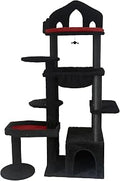 Gothic Cat Tree 58in with Coffin Bed, Perch and Hammock
