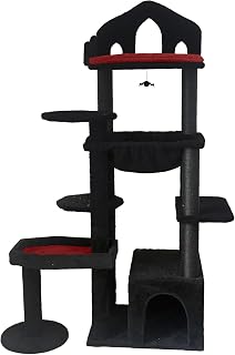 Gothic Cat Tree 58in with Coffin Bed, Perch and Hammock