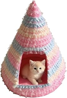 Christmas Tree Cat Bed, Cone Tent in Teddy Velvet for Indoor Cats