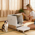 Stainless Steel Cat Litter Box with Flip Cover for Large Cats