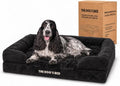XXL blue memory foam bolster dog bed with red trim – view 5