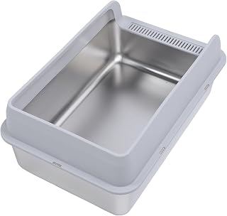 Enclosed Stainless Steel Cat Litter Box, High-Sided, Non-Stick