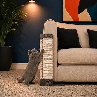 Rustic Cat Scratching Post with Sisal Rope, Wooden Base