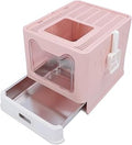 Enclosed Stainless Steel Cat Litter Box, Peach Pink