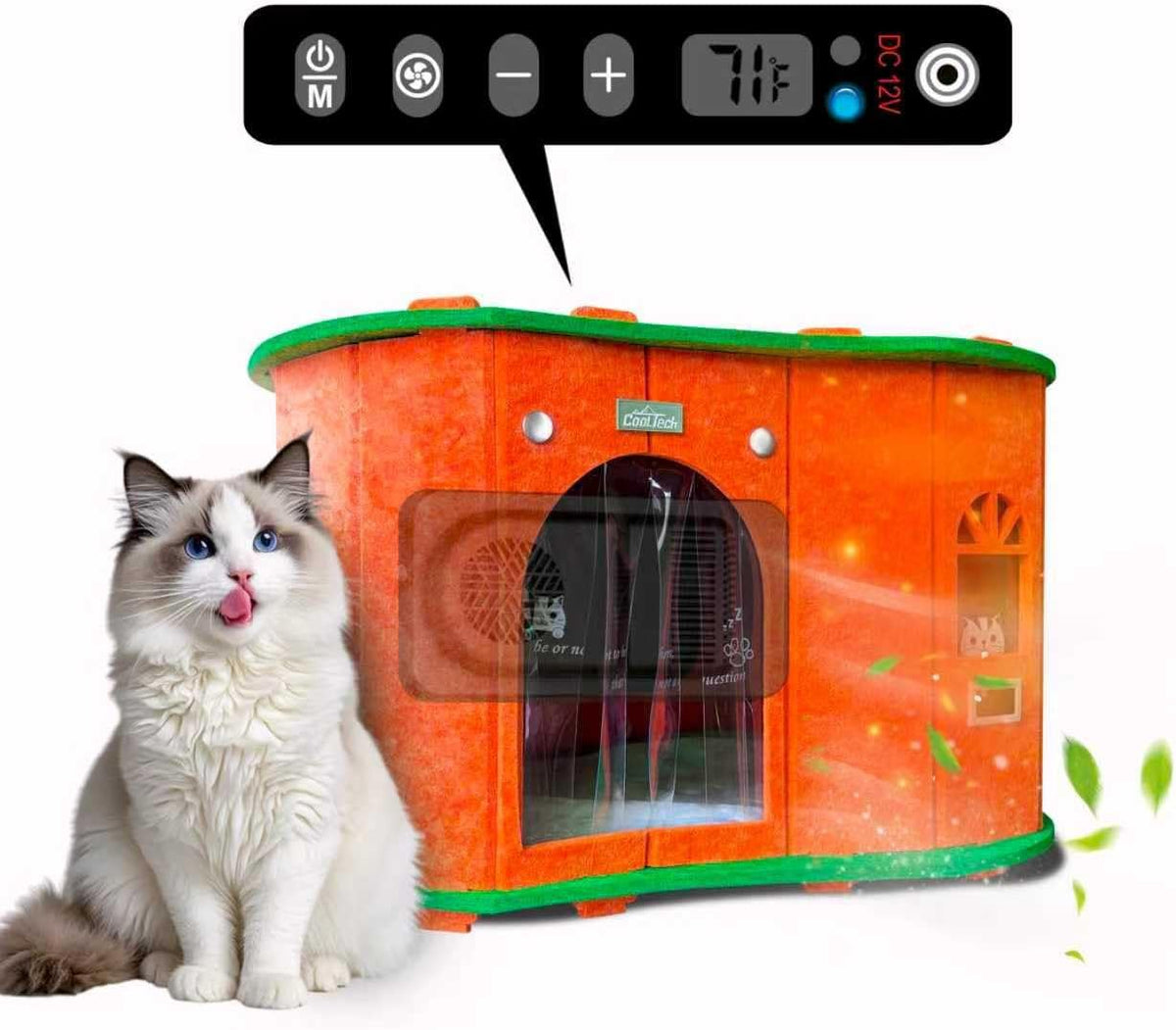 Orange foldable cooling and heating cat house