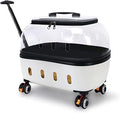 Transparent Rolling Hard Shell Cat Carrier with Wheels, Breathable Pet Trolley Case for Small Dogs and Cats