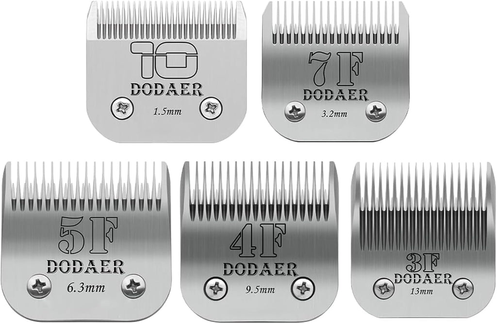 Set of eight ceramic dog clipper blades labeled by size – view 9