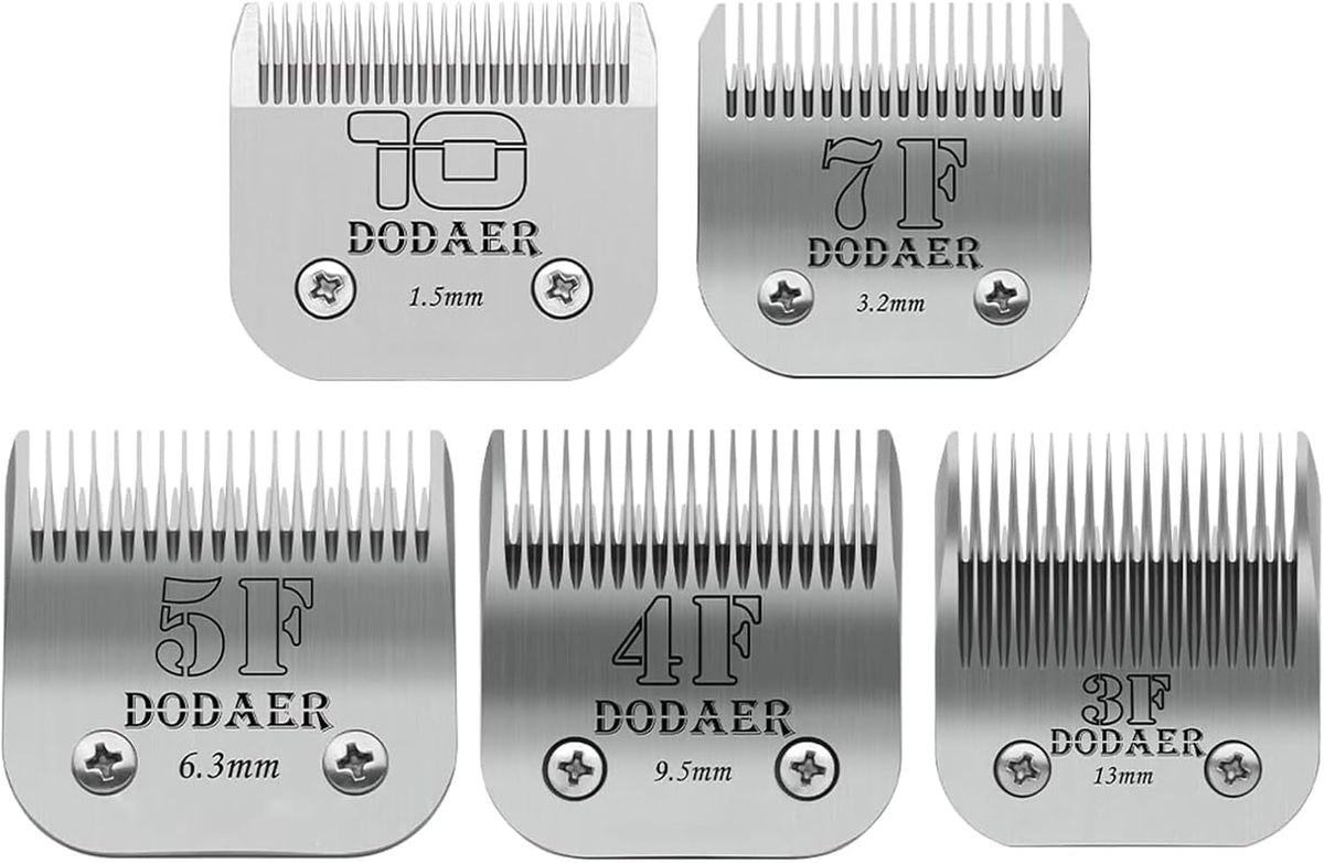 Set of eight ceramic dog clipper blades labeled by size – view 9