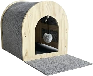 Indoor Cat House with Scratch Panel