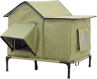 Insulated Elevated Pet Shelter with Heating Blanket, Windproof, Dampness-Proof, for Kittens