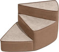 Right-Turning Spiral Pet Staircase, Padded, Gentle Slope for Cats and Dogs, Dark Brown