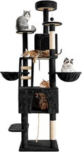 75.5-Inch Large Cat Tree Tower for Indoor Cats with Plush Multi-Level Condos, Ladder, Hammocks and Pompom