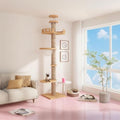 Floor to ceiling cat tree with solid wood post, hammock and space capsule – view 2