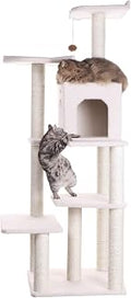 HomeStock 6-Level Ivory Cat Tree Condo Tower for Large Cats, 31 x 25 x 68 Inch