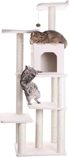 HomeStock 6-Level Ivory Cat Tree Condo Tower for Large Cats, 31 x 25 x 68 Inch