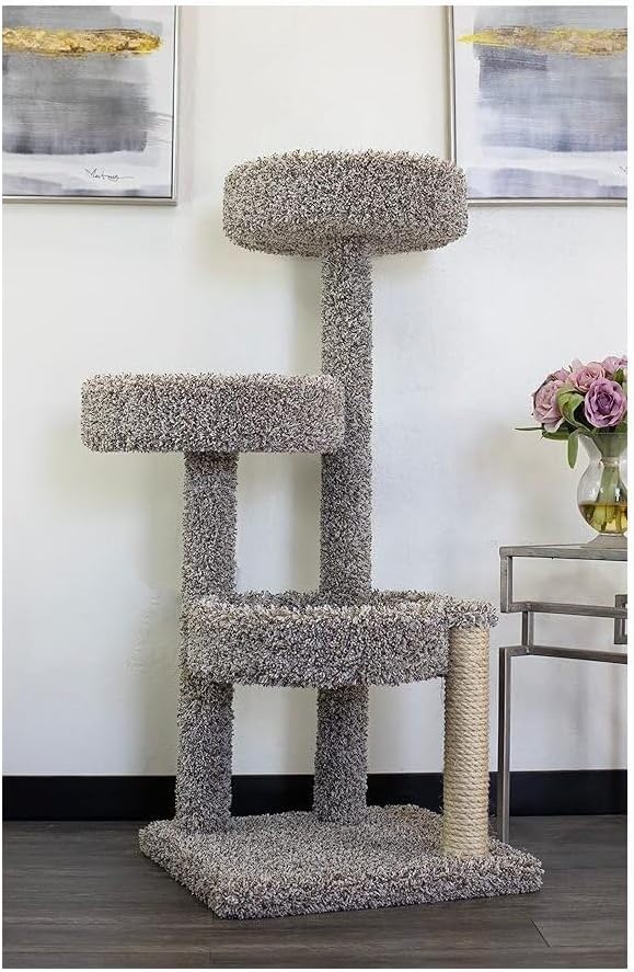 Multi-level cat tree tower with climbing posts