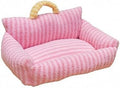 Striped Soft Pet Couch Bed with Raised Side Bolsters, Nest-Like, for Dogs, Pink, 60 x 50 cm
