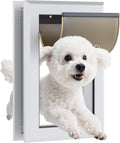 Aluminum frame pet door with magnetic self-closing flap installed in a door – view 2