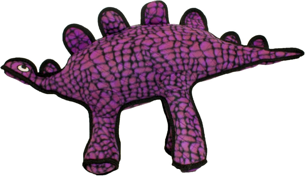 Large red plush dinosaur dog toy with reinforced stitched seams – view 6