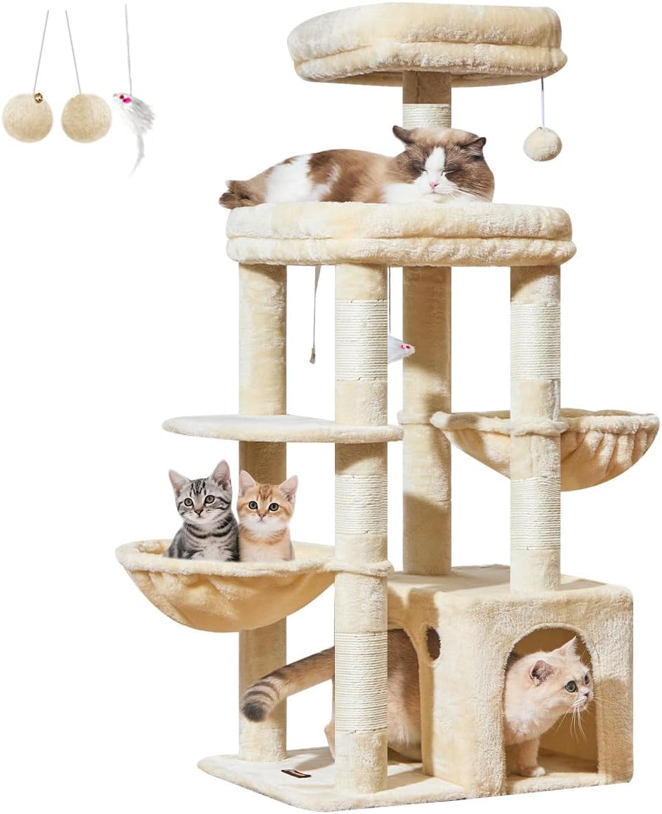Leopard print heavy duty cat tree with baskets and cave – view 7