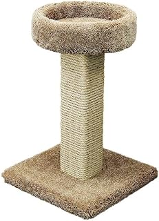 HomeStock Mountain Lodge Elevated Cat Scratch Post with Cat Bed, Plush Carpet and Sisal